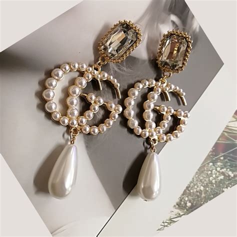 fake gucci pearl earrings|gucci inspired earrings.